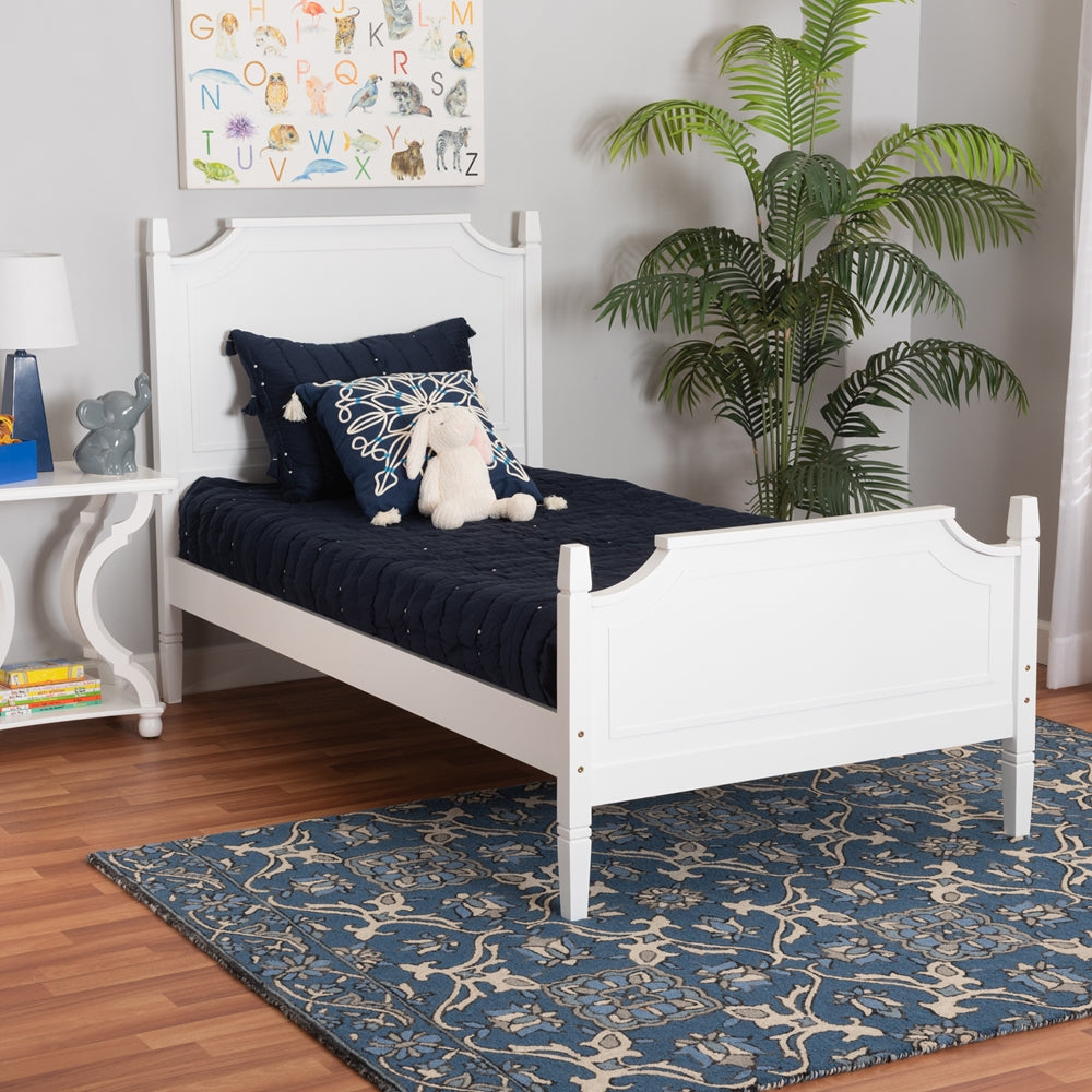 Mariana Classic And Traditional White Finished Wood Twin Size Platform Bed