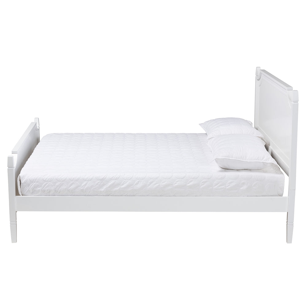 Mariana Classic And Traditional White Finished Wood Queen Size Platform Bed