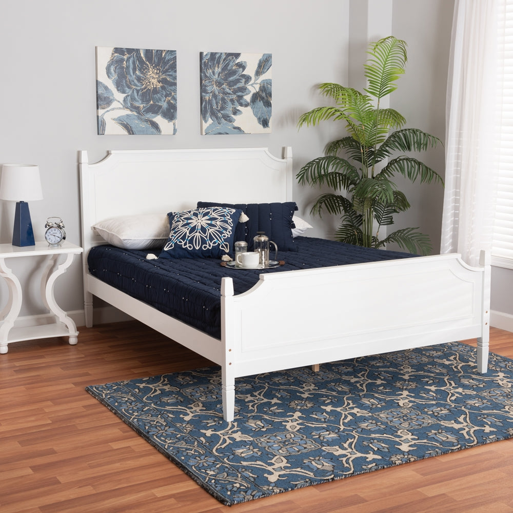 Mariana Classic And Traditional White Finished Wood Queen Size Platform Bed