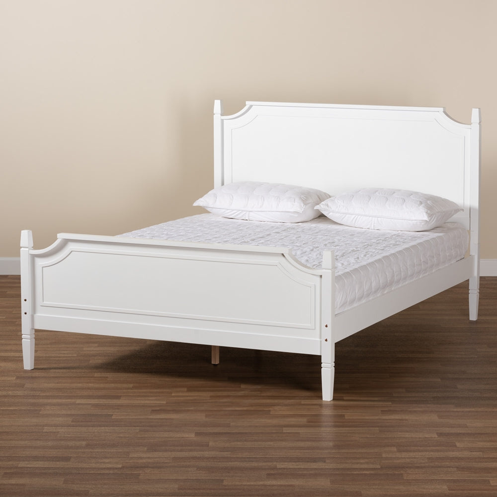 Mariana Classic And Traditional White Finished Wood Queen Size Platform Bed