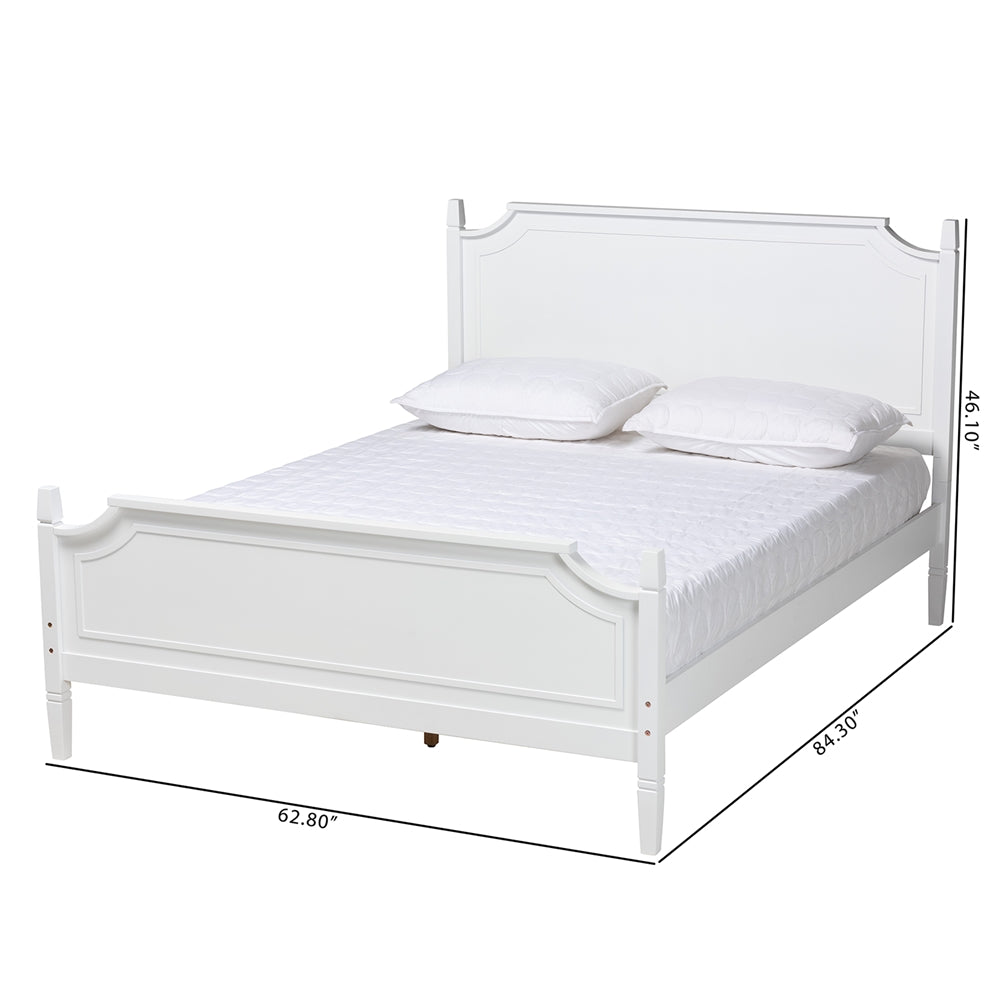 Mariana Classic And Traditional White Finished Wood Queen Size Platform Bed