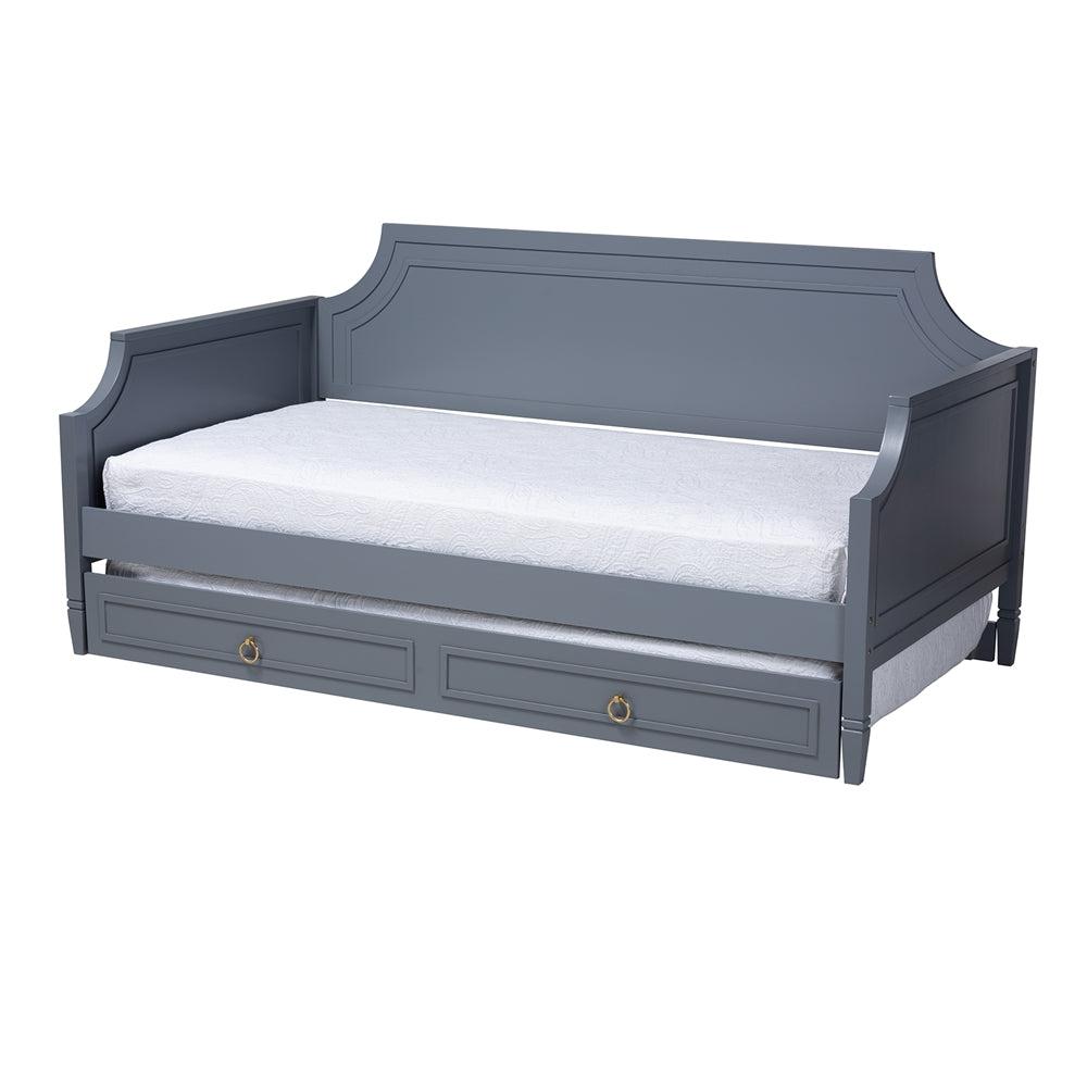 Mariana Classic And Traditional Grey Finished Wood Full Size Daybed With Twin Size Trundle