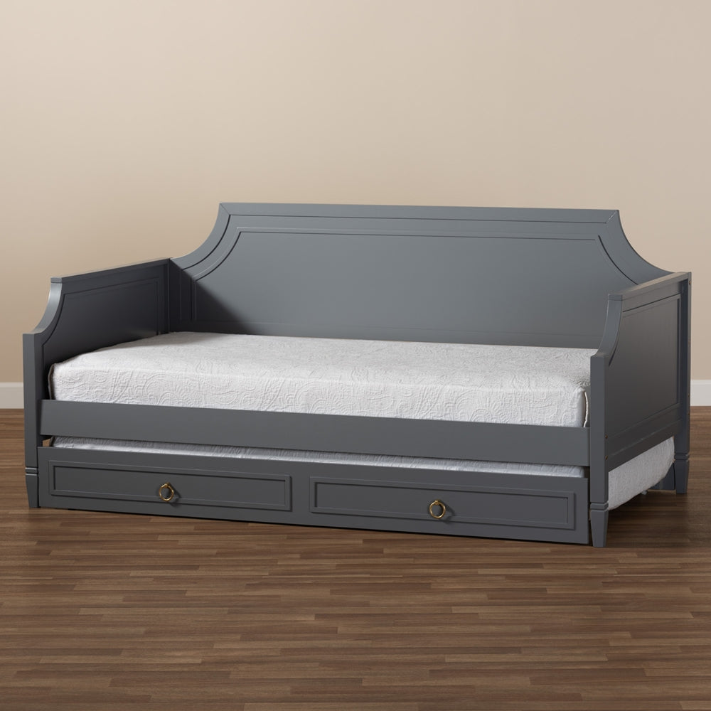 Mariana Classic And Traditional Grey Finished Wood Full Size Daybed With Twin Size Trundle