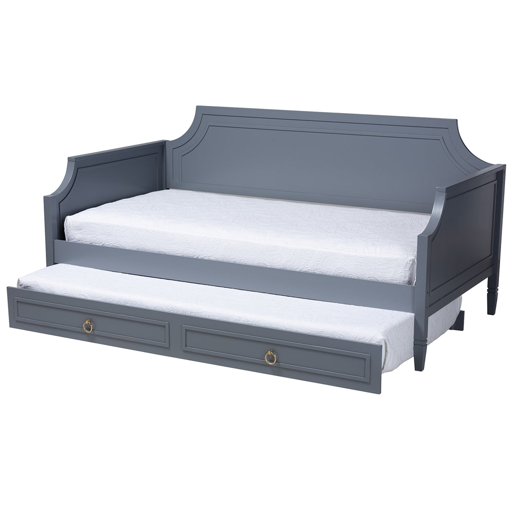 Mariana Classic And Traditional Grey Finished Wood Full Size Daybed With Twin Size Trundle