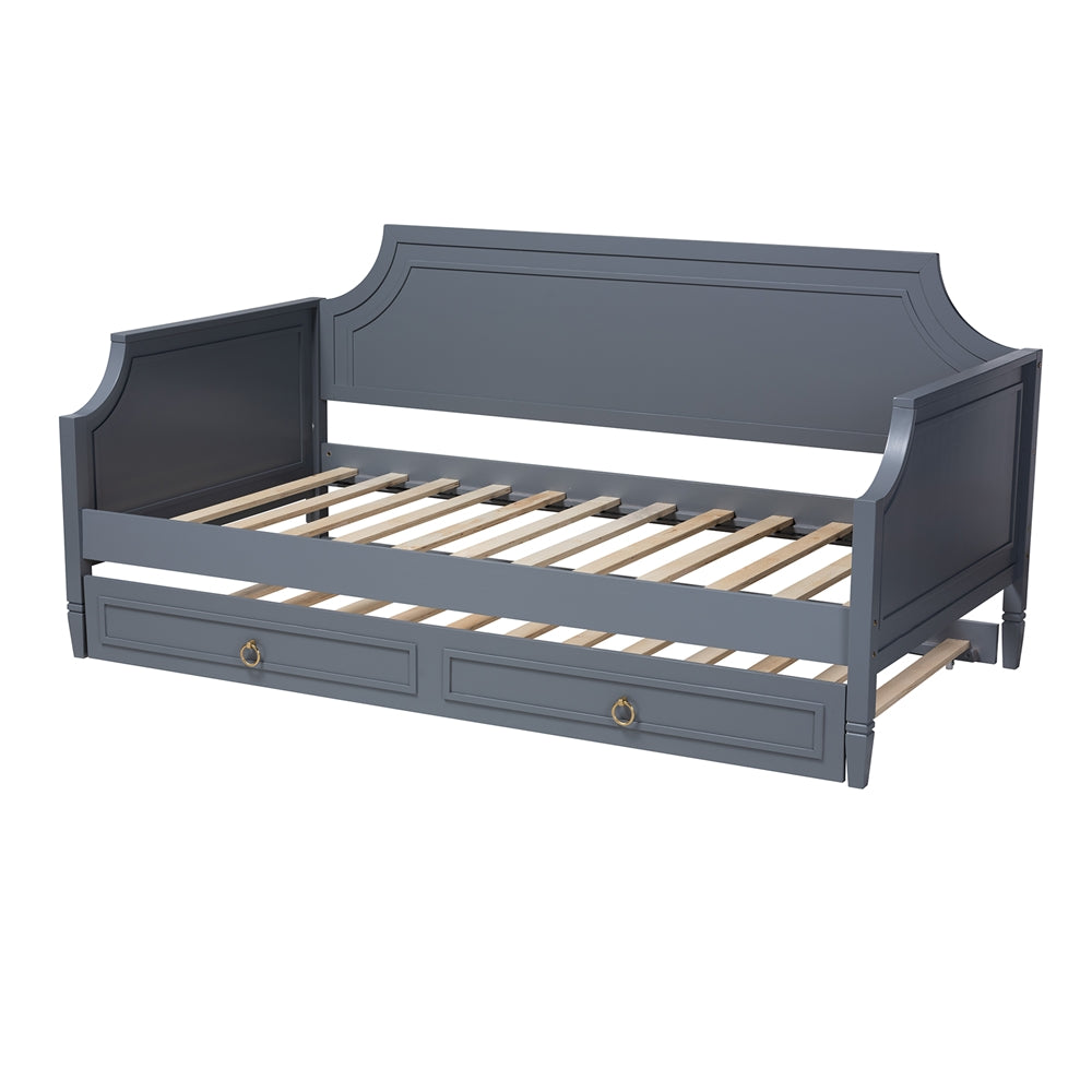 Mariana Classic And Traditional Grey Finished Wood Full Size Daybed With Twin Size Trundle