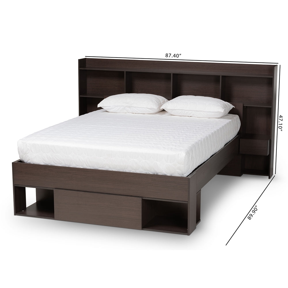 Dexton Dark Brown Finished Wood Queen Size Platform Storage Bed