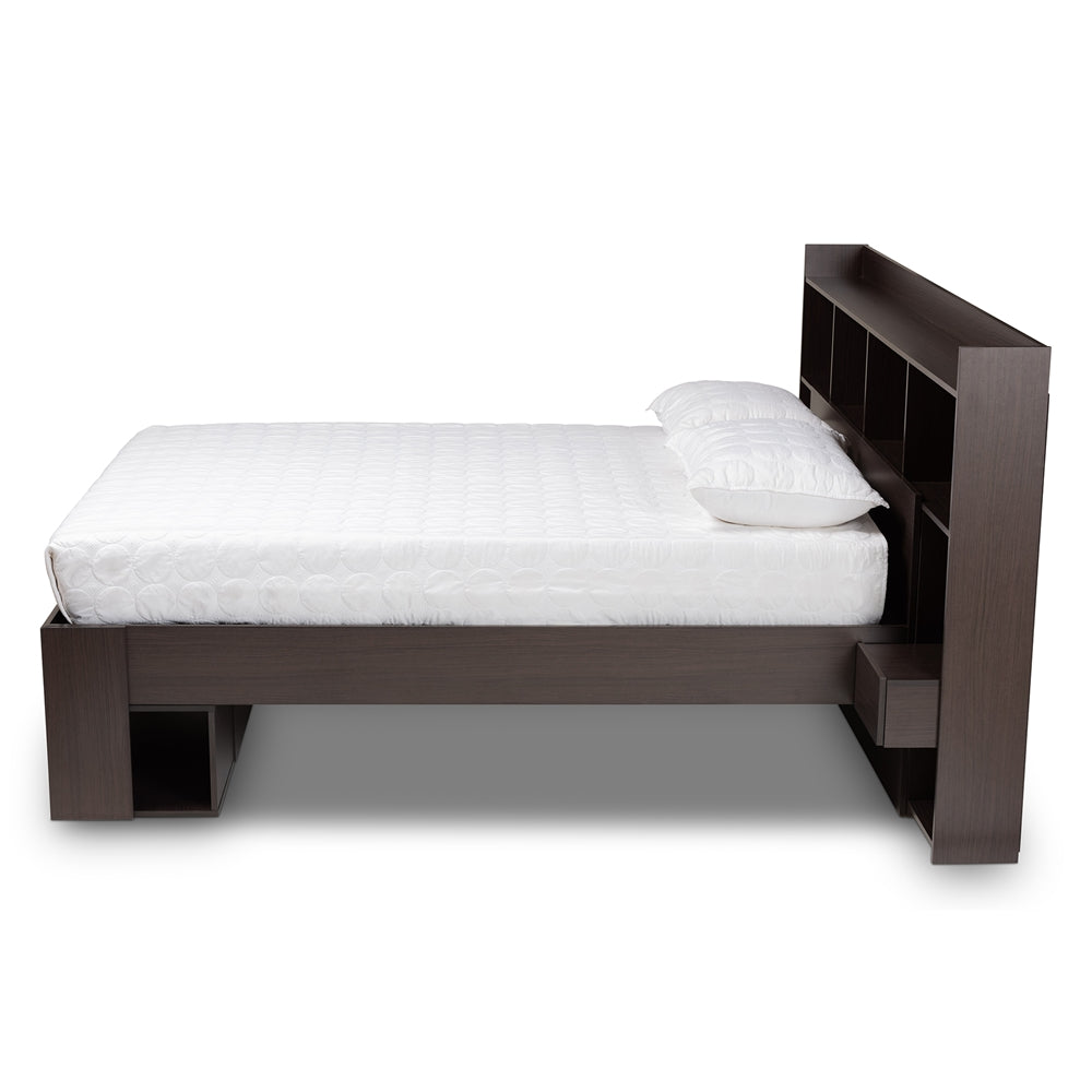 Dexton Dark Brown Finished Wood Queen Size Platform Storage Bed