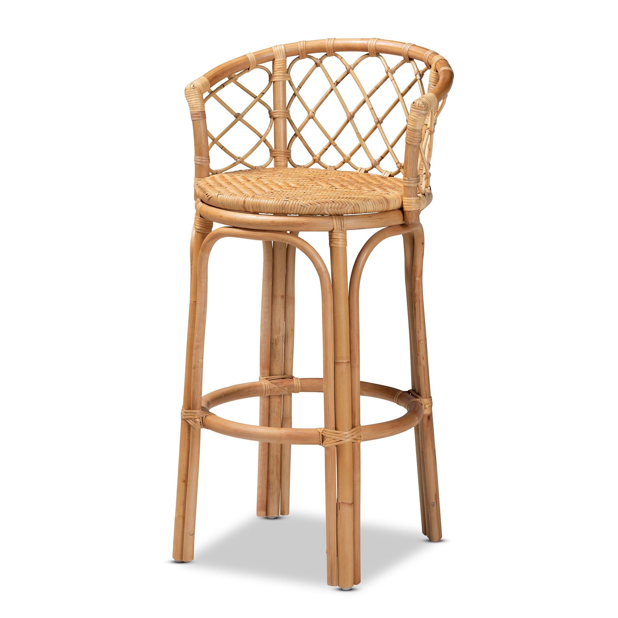 bali & pari Orchard Modern Bohemian Natural Brown Rattan Bar Stool