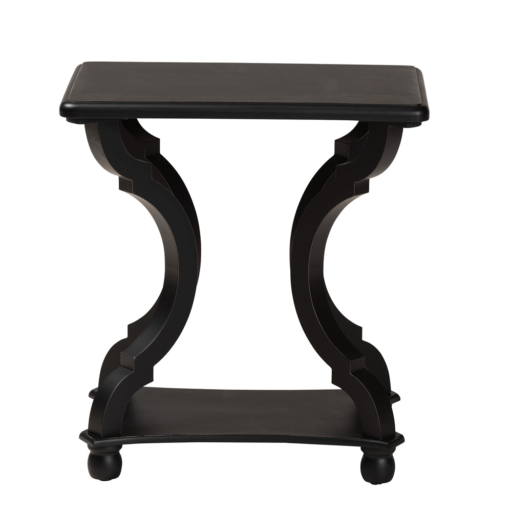 Cianna Classic and Traditional Black Wood End Table