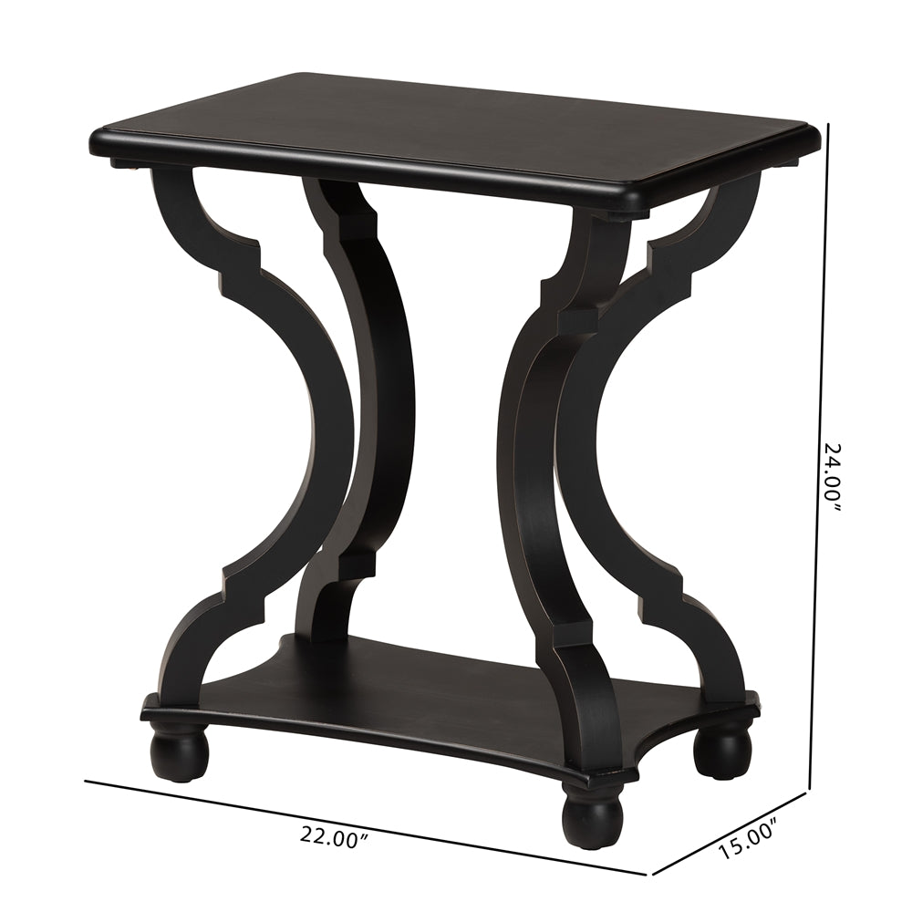 Cianna Classic and Traditional Black Wood End Table
