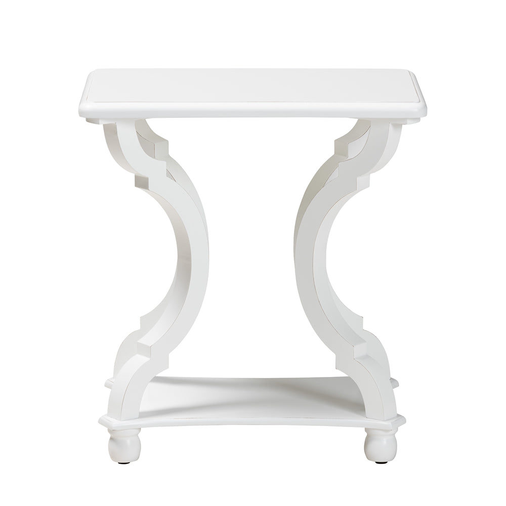 Cianna Classic and Traditional White Wood End Table