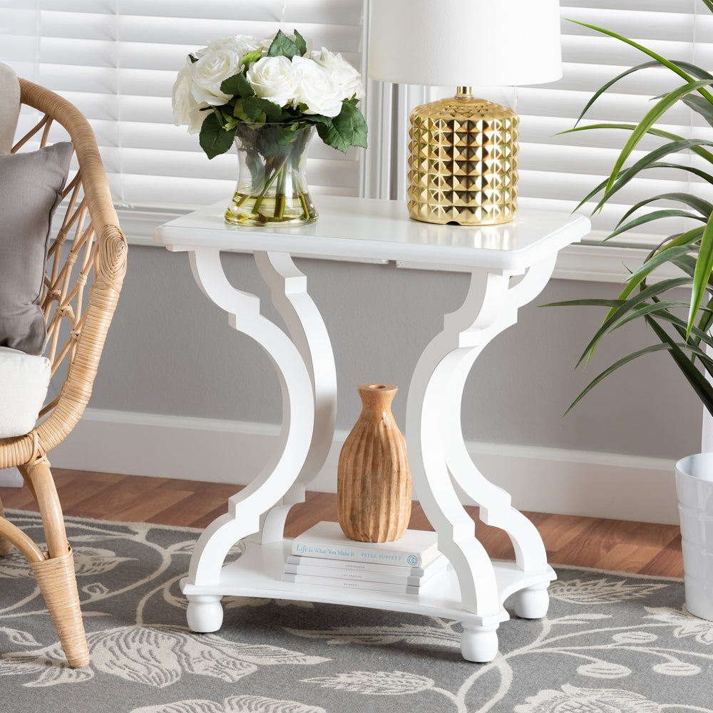 Cianna Classic and Traditional White Wood End Table