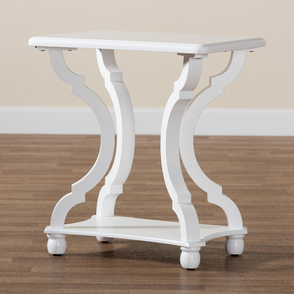 Cianna Classic and Traditional White Wood End Table