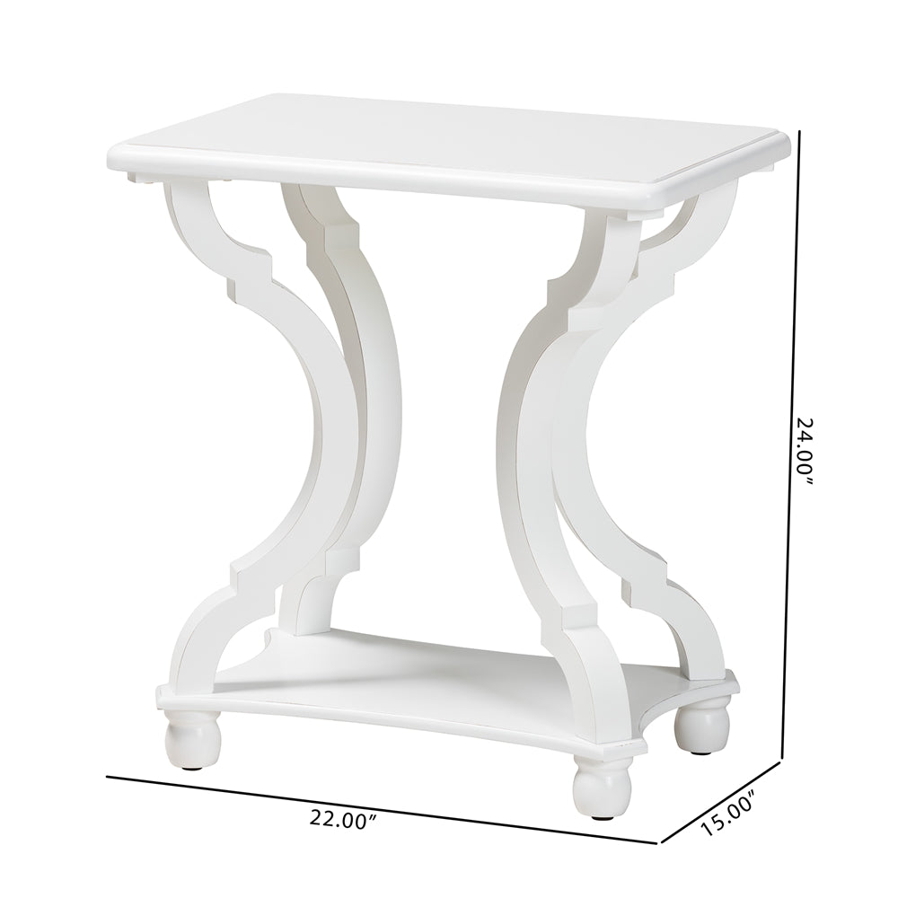 Cianna Classic and Traditional White Wood End Table