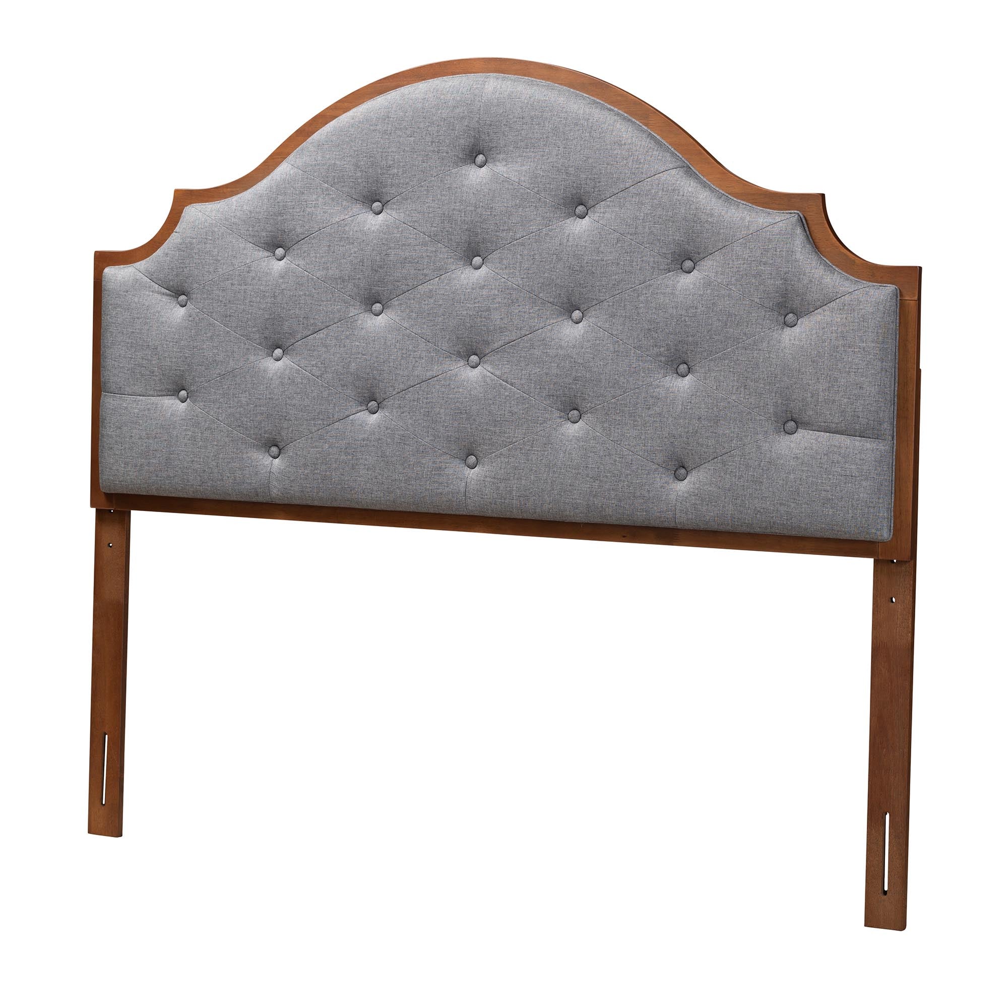 Baxton Studio Premala Classic and Traditional Grey Fabric and Walnut Brown Finished Wood King Size Headboard