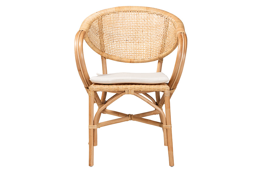 Varick Modern Bohemian Natural Brown Finished Rattan Dining Chair