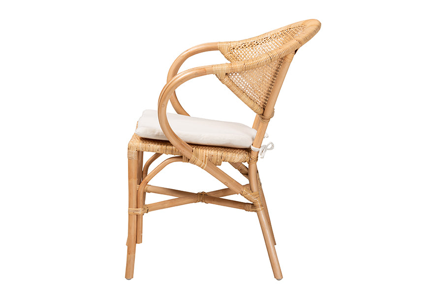 Varick Modern Bohemian Natural Brown Finished Rattan Dining Chair