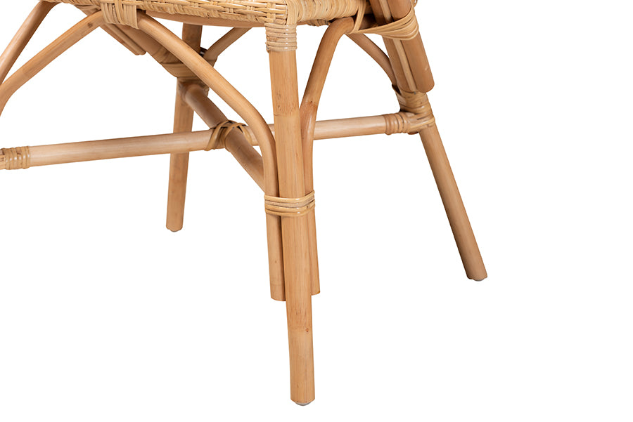 Varick Modern Bohemian Natural Brown Finished Rattan Dining Chair