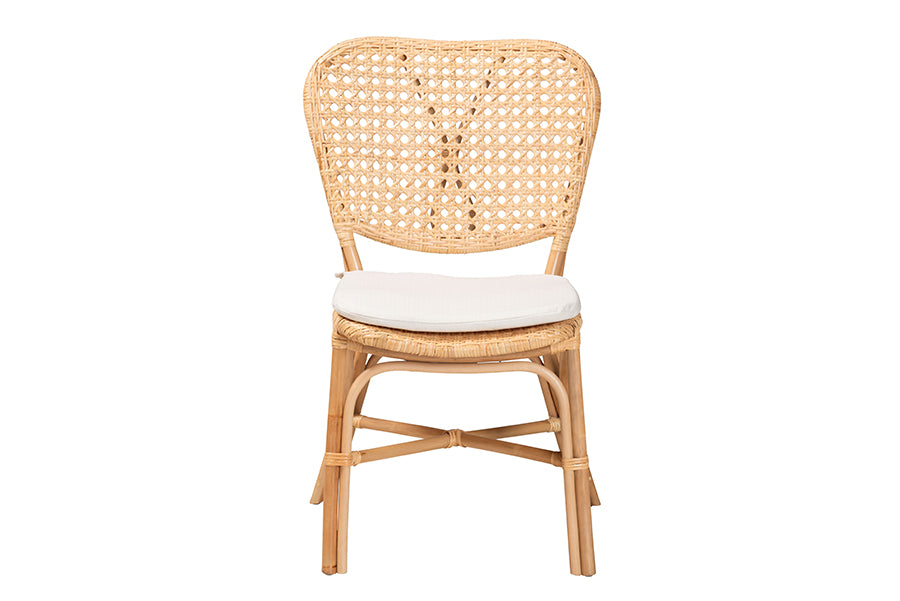 bali & pari Nadira Modern Bohemian Natural Brown Finished Rattan Dining Chair