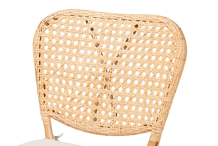 bali & pari Nadira Modern Bohemian Natural Brown Finished Rattan Dining Chair