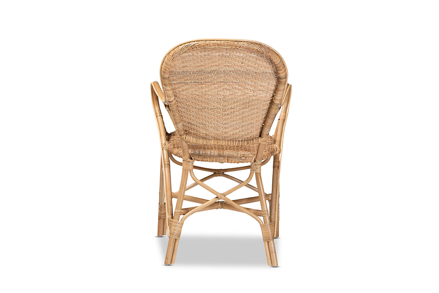 bali & pari Genna Modern Bohemian Natural Brown Finished Rattan Dining Chair