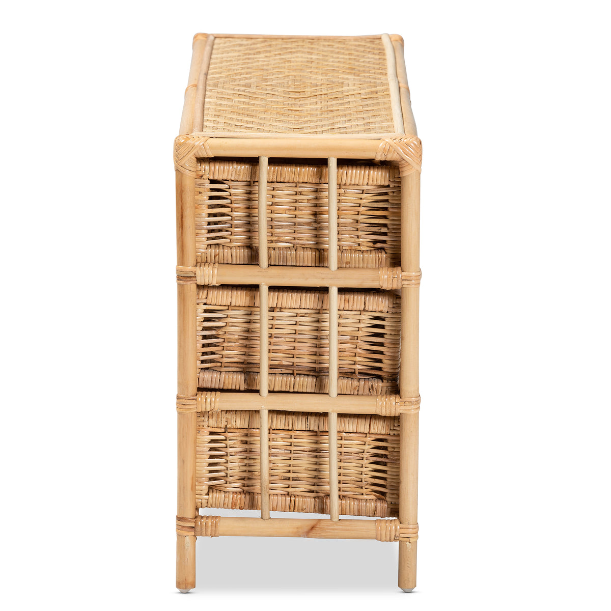 Dariana Modern Bohemian Natural Brown Rattan 6-Drawer Storage Cabinet