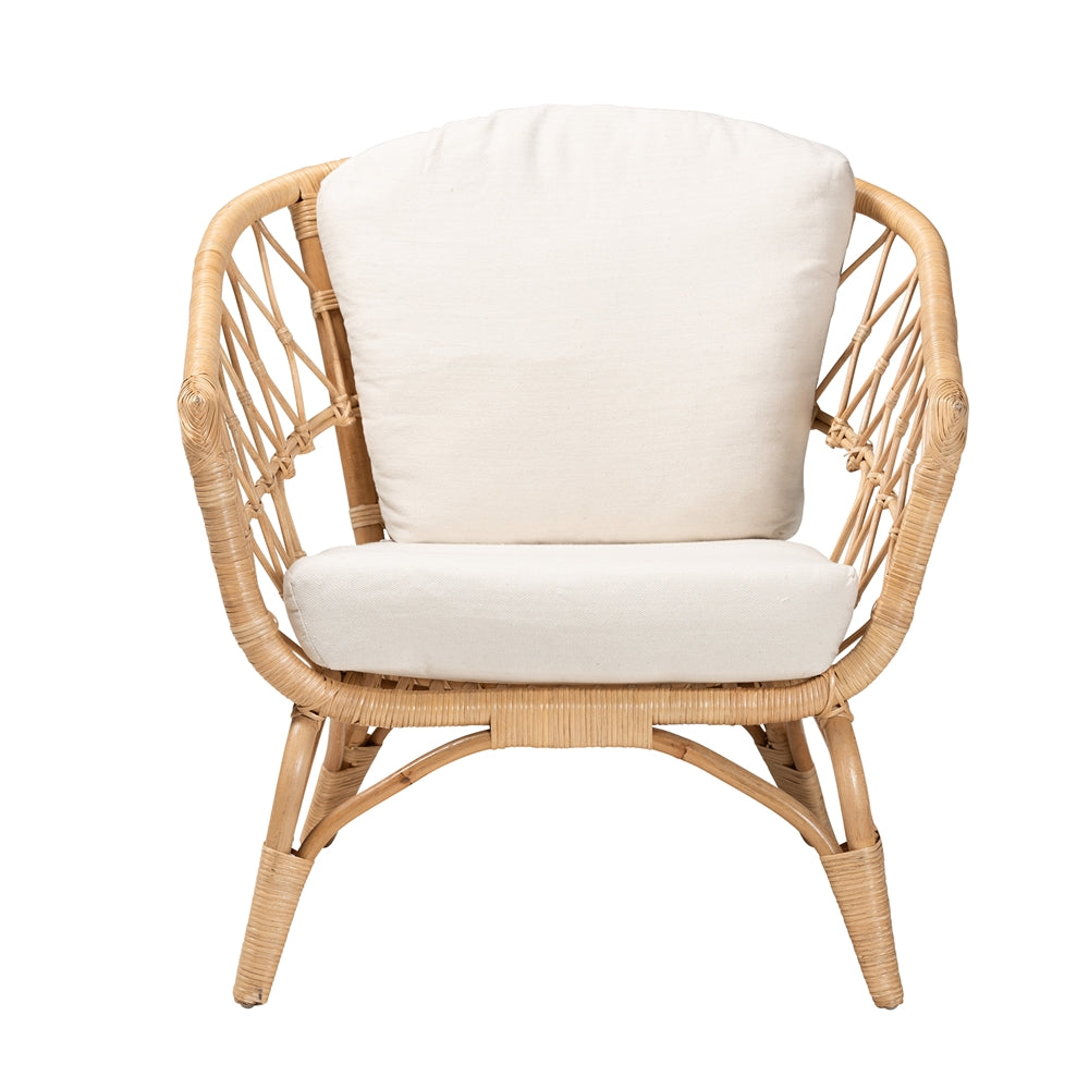 bali & pari Feya Modern Bohemian Natural Brown Antique Rattan Armchair
