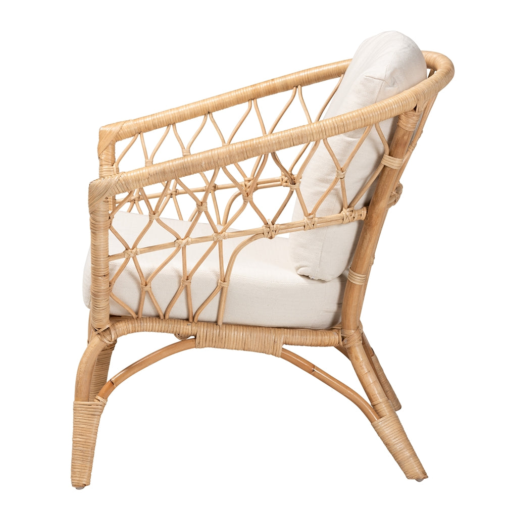 bali & pari Feya Modern Bohemian Natural Brown Antique Rattan Armchair