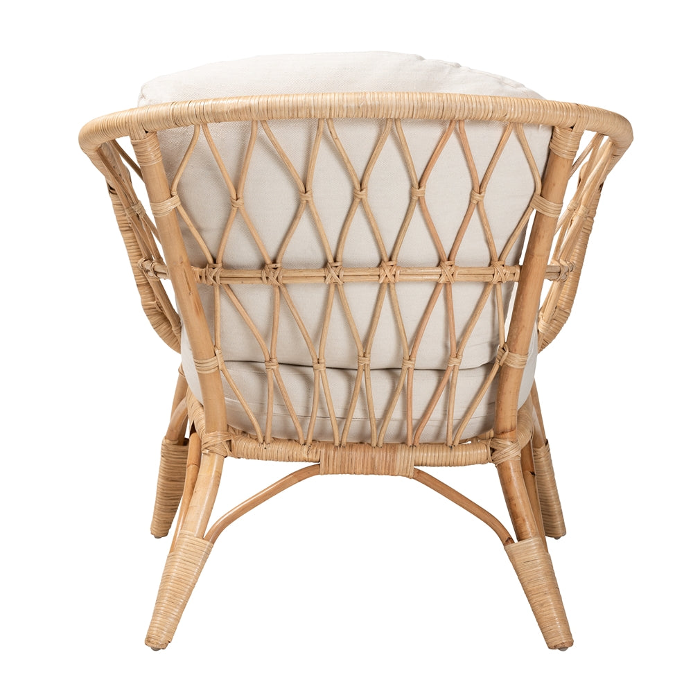 bali & pari Feya Modern Bohemian Natural Brown Antique Rattan Armchair
