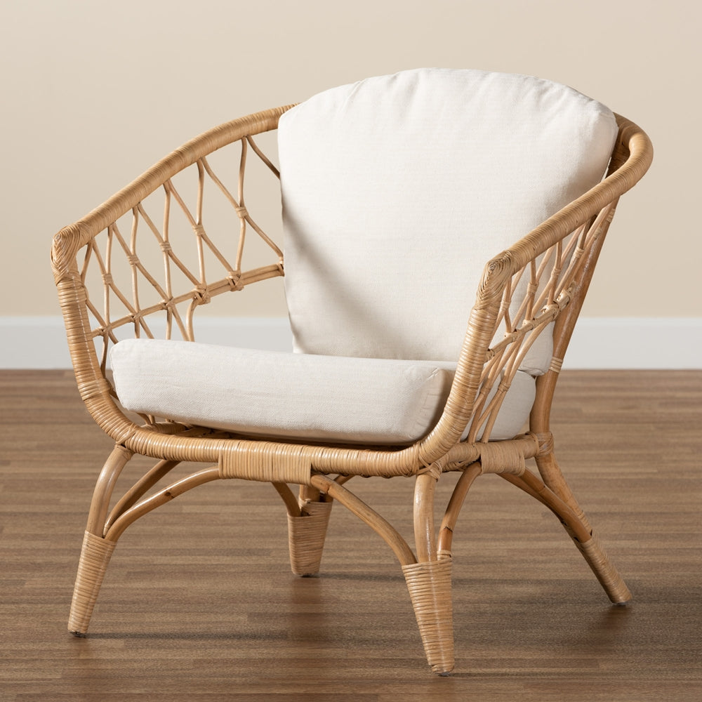 bali & pari Feya Modern Bohemian Natural Brown Antique Rattan Armchair