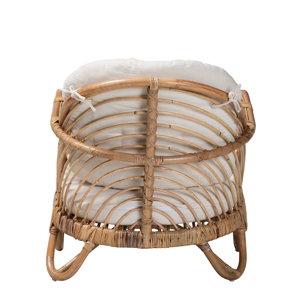bali & pari Aliane Modern Bohemian Natural Brown Antique Rattan Armchair