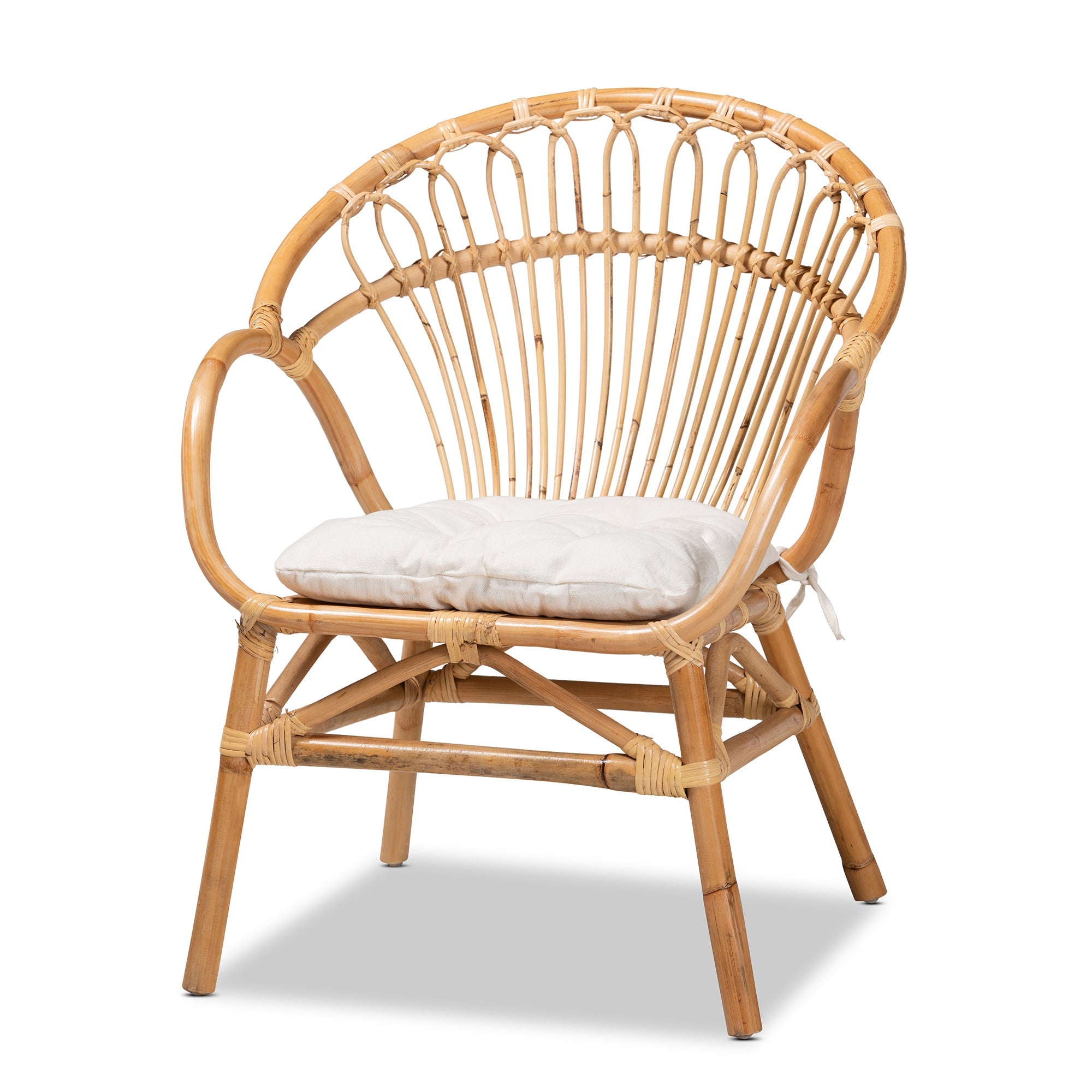 bali & pari Benicia Modern Bohemian Natural Brown Rattan Dining Chair