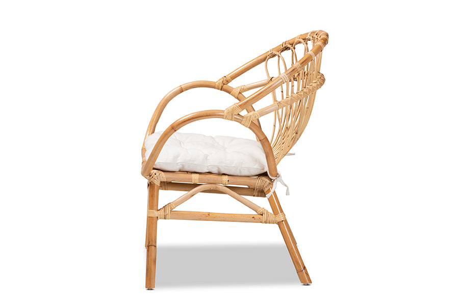 bali & pari Benicia Modern Bohemian Natural Brown Rattan Dining Chair