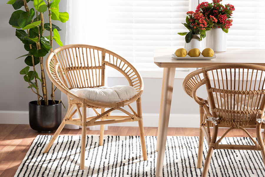 bali & pari Adrina Modern Bohemian Natural Brown Rattan Dining Chair