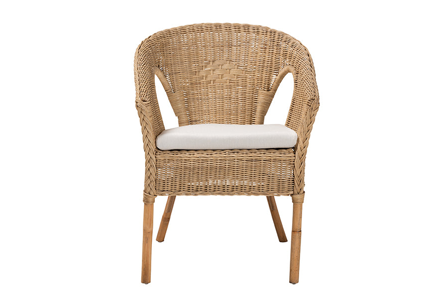 Abbey Modern Bohemian Brown Antique Rattan Dining Chair