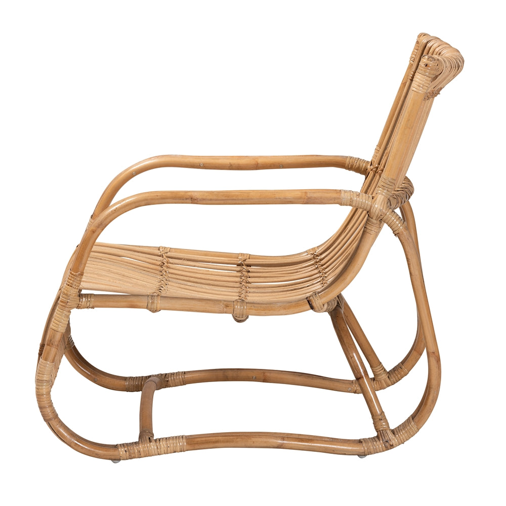bali & pari Blanca Modern Bohemian Natural Rattan Accent Chair