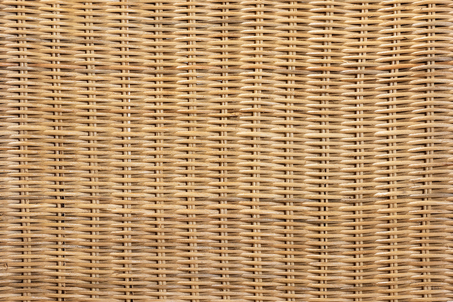 bali & pari Shamara Modern Bohemian Natural Rattan and Mahogany Wood Dining Chair