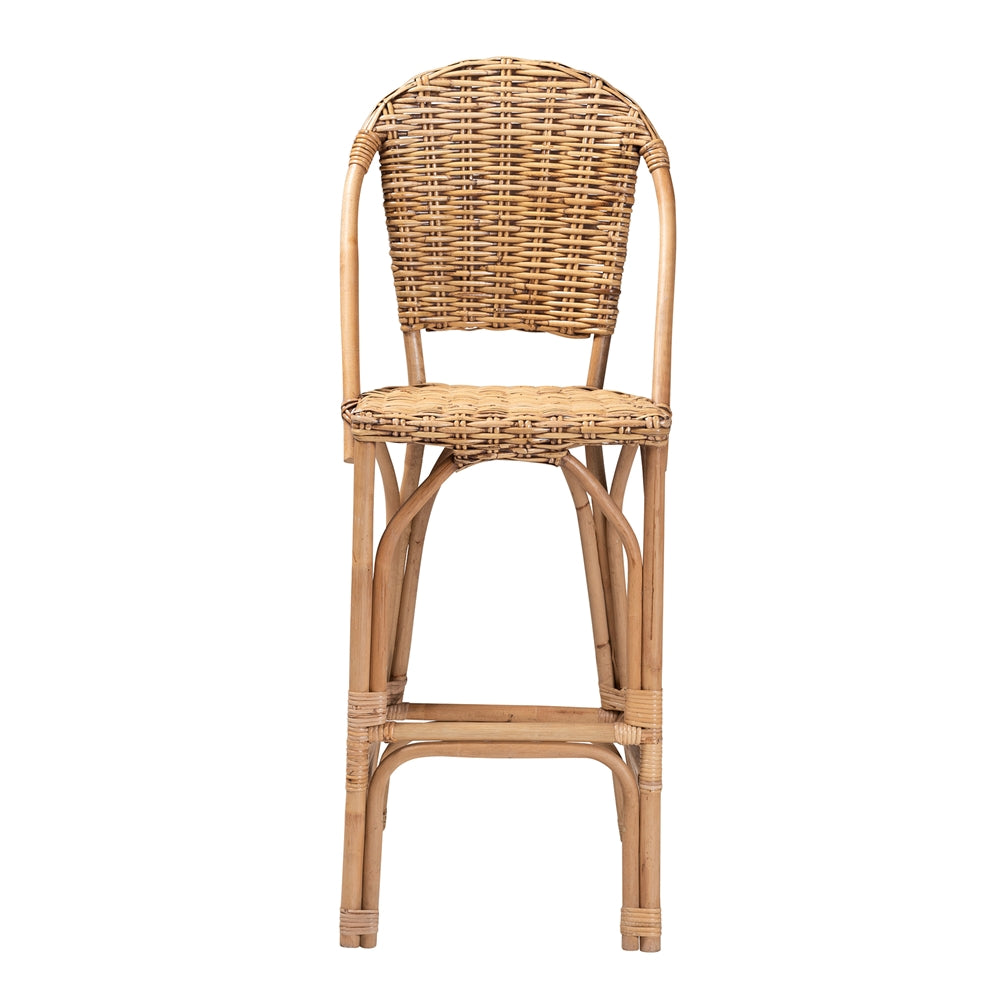 Neola Modern Bohemian Natural Rattan Bar Stool