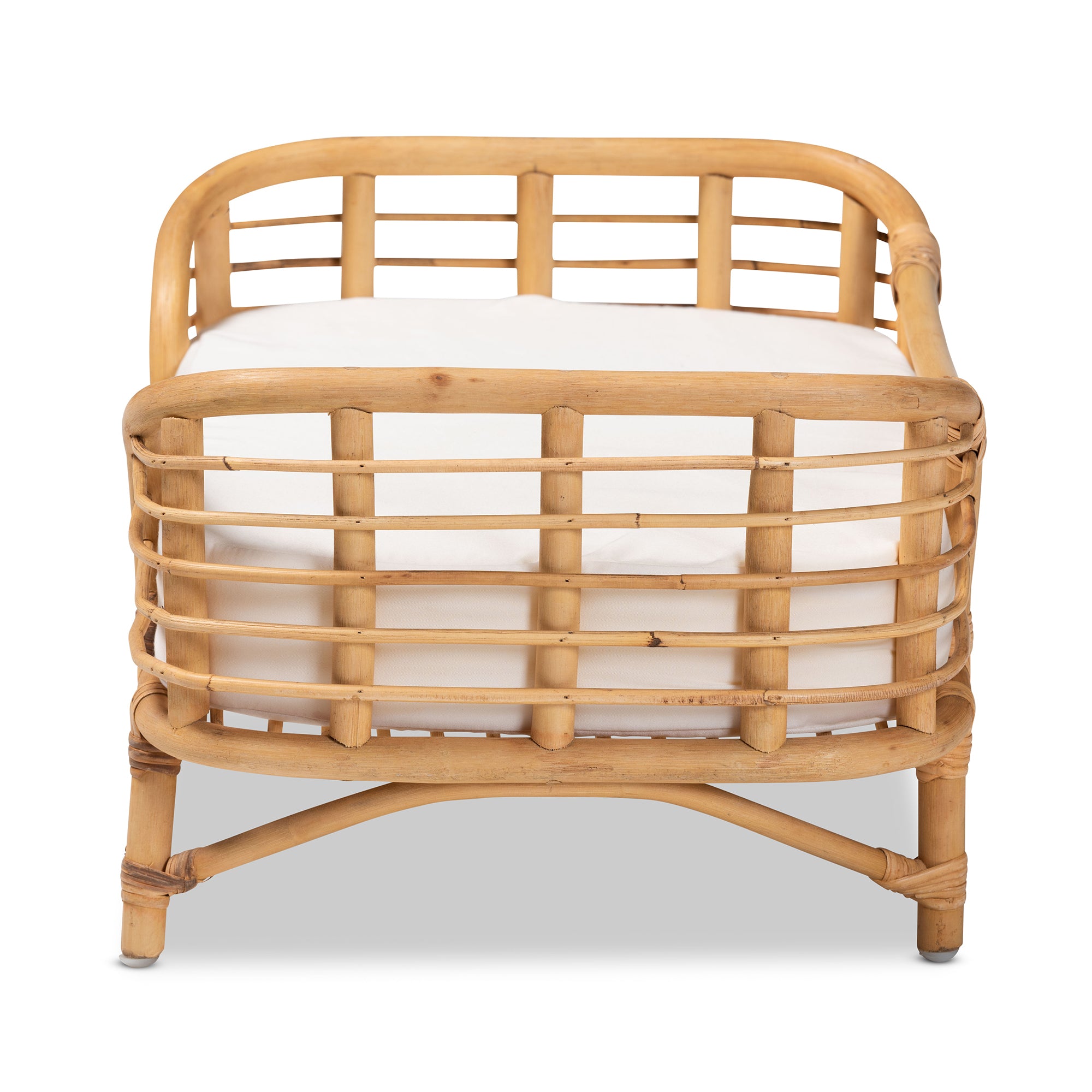 Malino Modern Bohemian  Natural Brown Rattan Pet Bed with Cushion