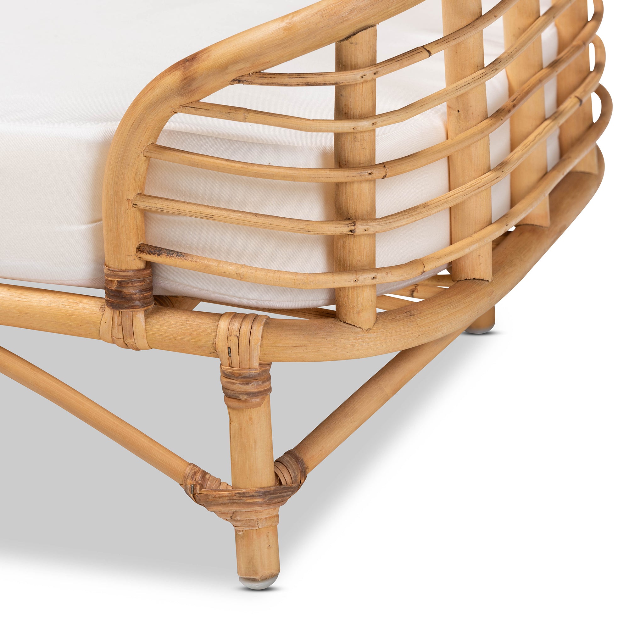 Malino Modern Bohemian  Natural Brown Rattan Pet Bed with Cushion