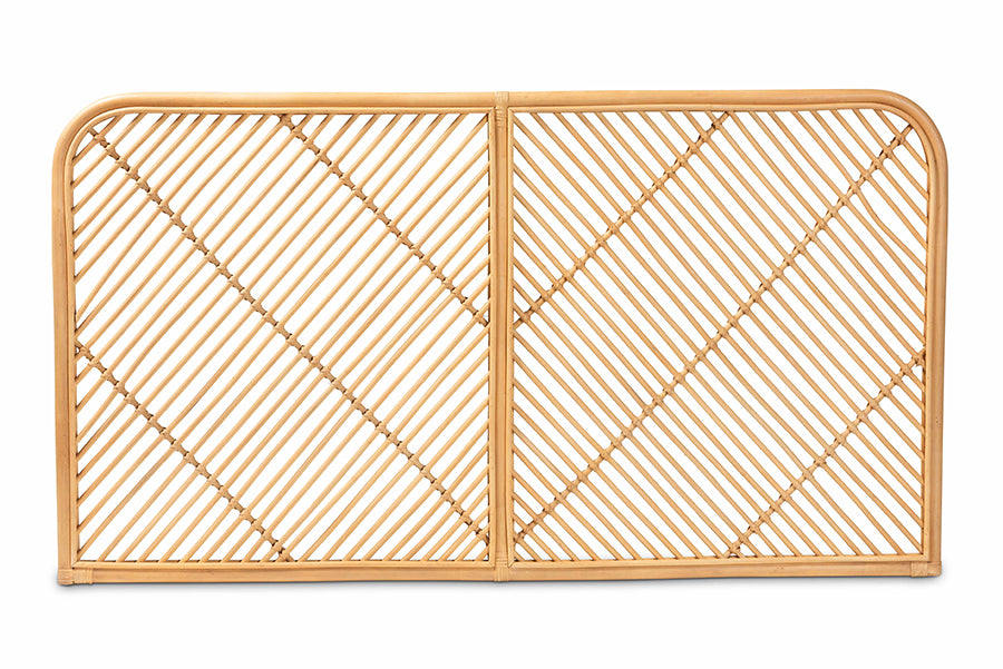 bali & pari Sakina Modern Bohemian Natural Brown Rattan Queen Size Wall-mount Headboard