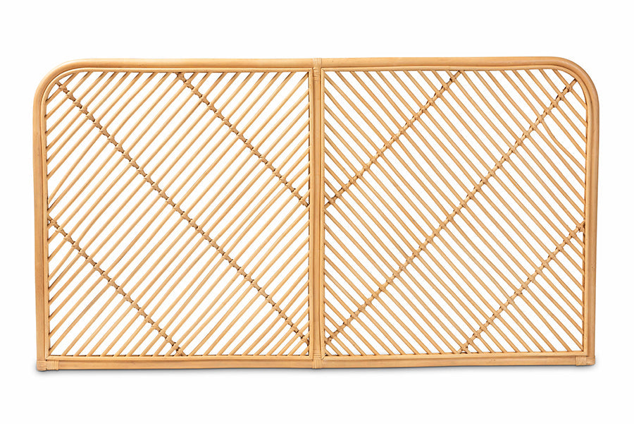 bali & pari Sakina Modern Bohemian Natural Brown Rattan Queen Size Wall-mount Headboard