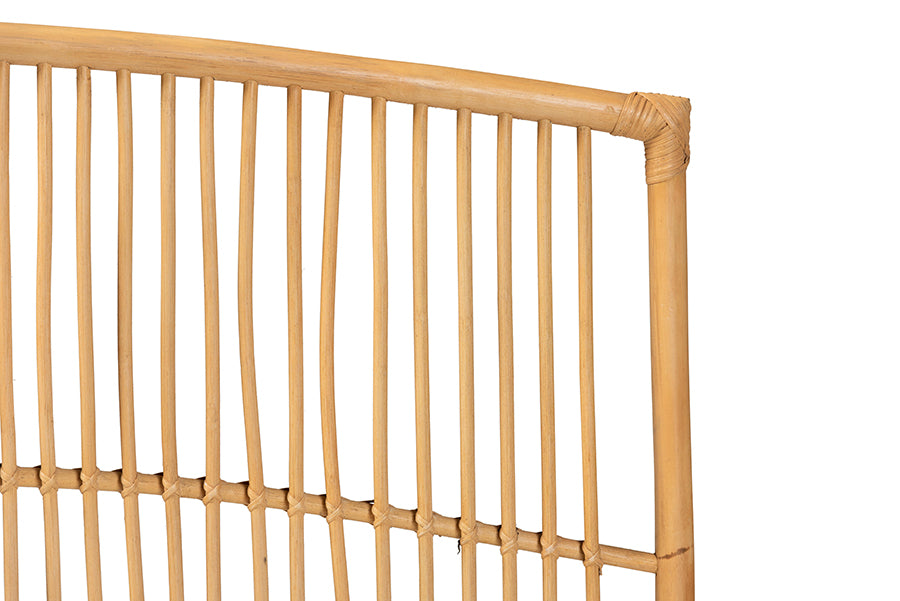 bali & pari Malvina Modern Bohemian Natural Brown Rattan Queen Size Wall-mount Headboard