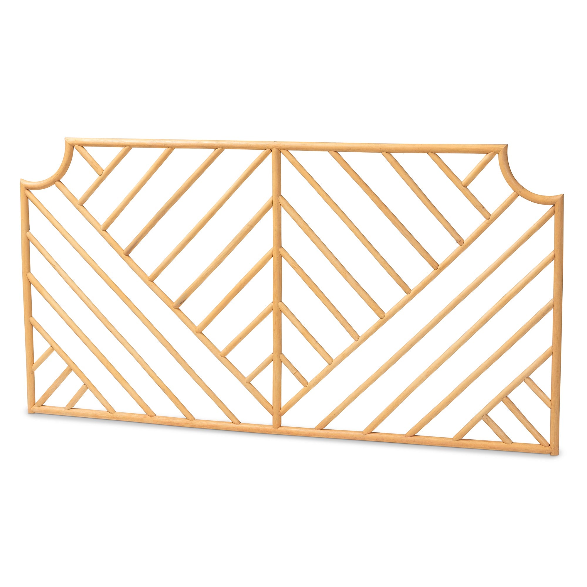 bali & pari Giza Modern Bohemian Natural Brown Rattan Queen Size Wall-mount Headboard