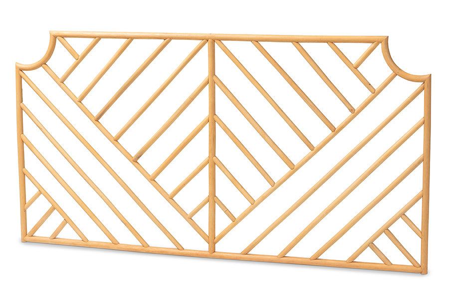 bali & pari Giza Modern Bohemian Natural Brown Rattan Queen Size Wall-mount Headboard