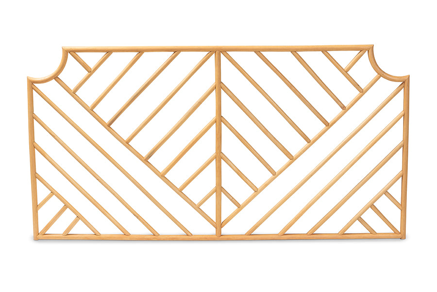 bali & pari Giza Modern Bohemian Natural Brown Rattan Queen Size Wall-mount Headboard