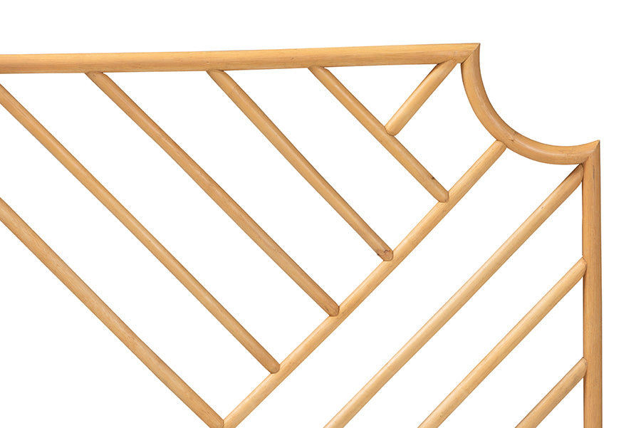 bali & pari Giza Modern Bohemian Natural Brown Rattan Queen Size Wall-mount Headboard