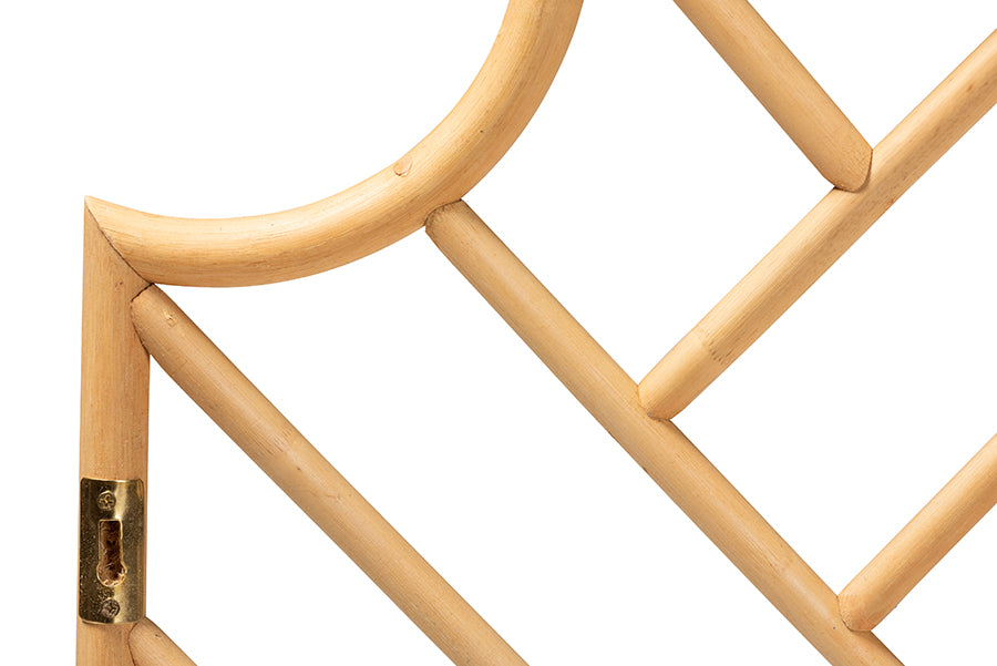 bali & pari Giza Modern Bohemian Natural Brown Rattan Queen Size Wall-mount Headboard