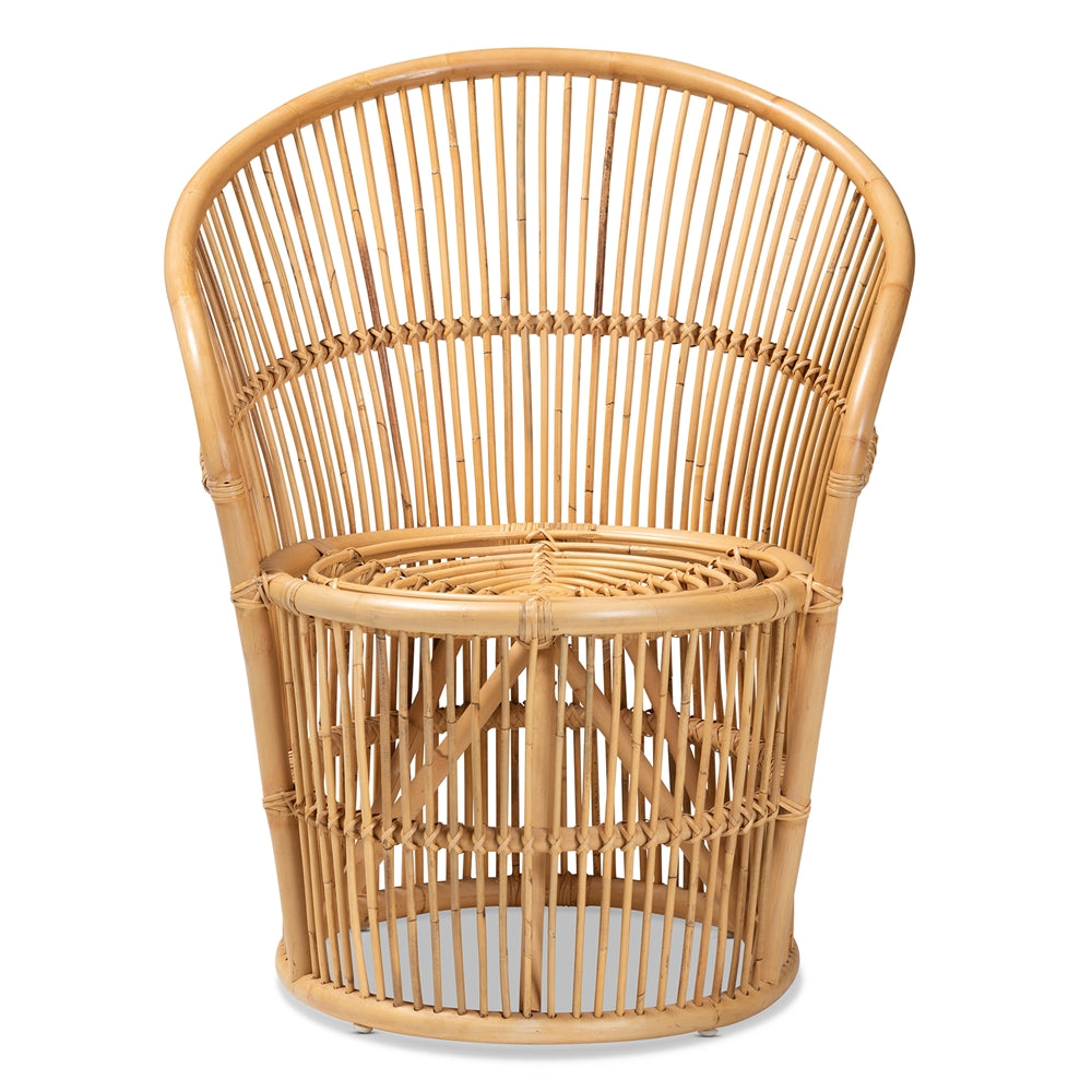 bali & pari Narva Modern Bohemian Natural Brown Rattan Accent Chair