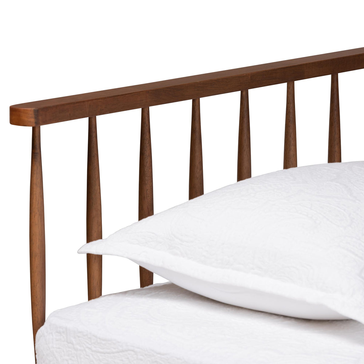 Nicolas Twin Ash Walnut Daybed  Mid-Century Modern Spindle Design Wood Slats